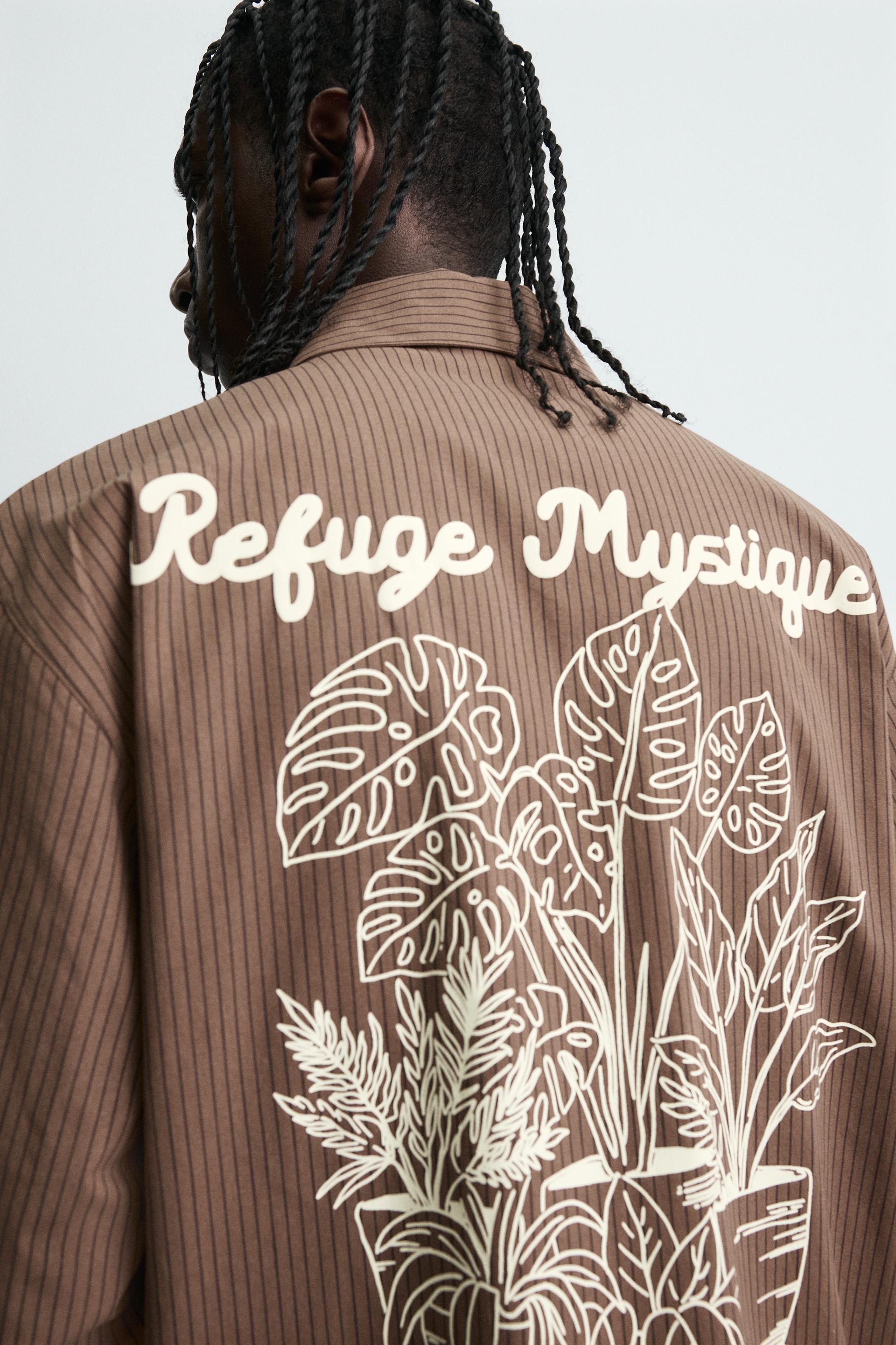 STRIPED GRAPHIC PRINT SHIRT